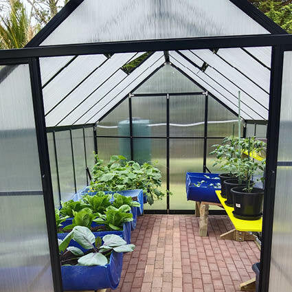 8x12ft 2.6x3.8m Greenhouse 6mm Polycarbonate interior