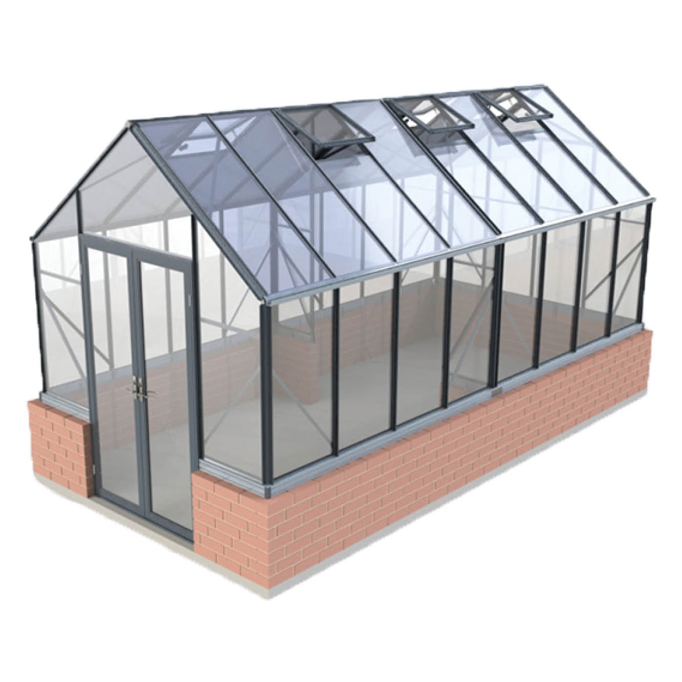 8x16ft (2.6x5.2m) Elite Stonewall Glasshouse