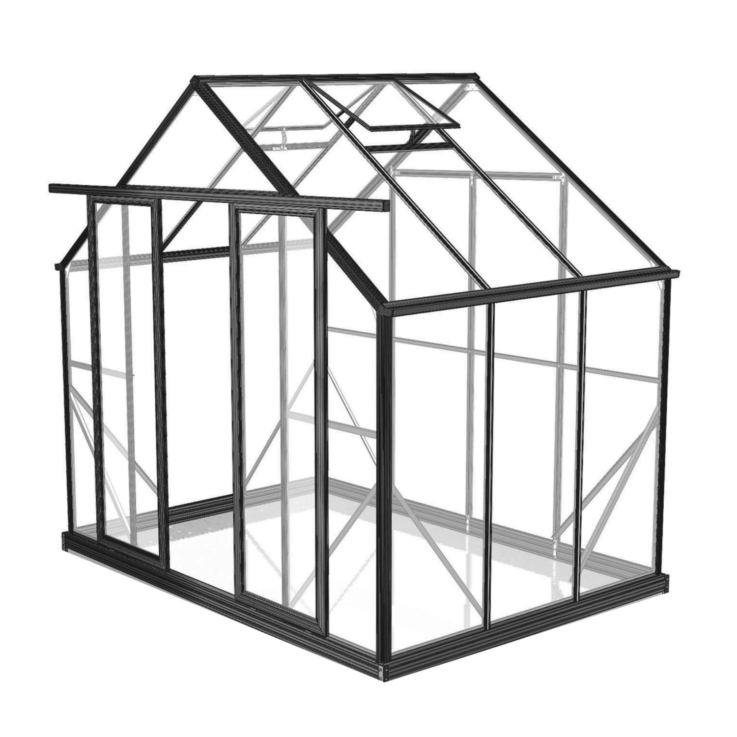 8x6ft 2.6x2m Glasshouse 4mm Toughened Glass